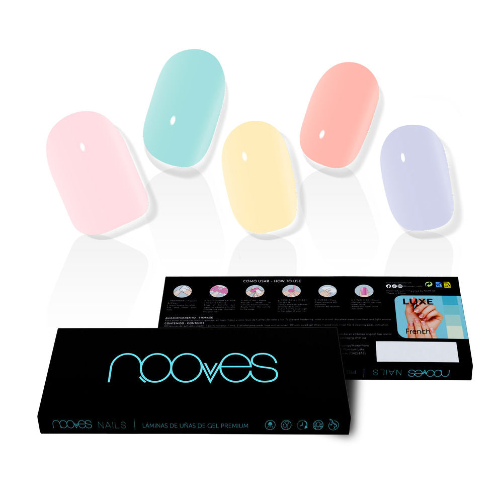 Box of 20 bridge-style semi-cured gel nail tips with file and orange stick