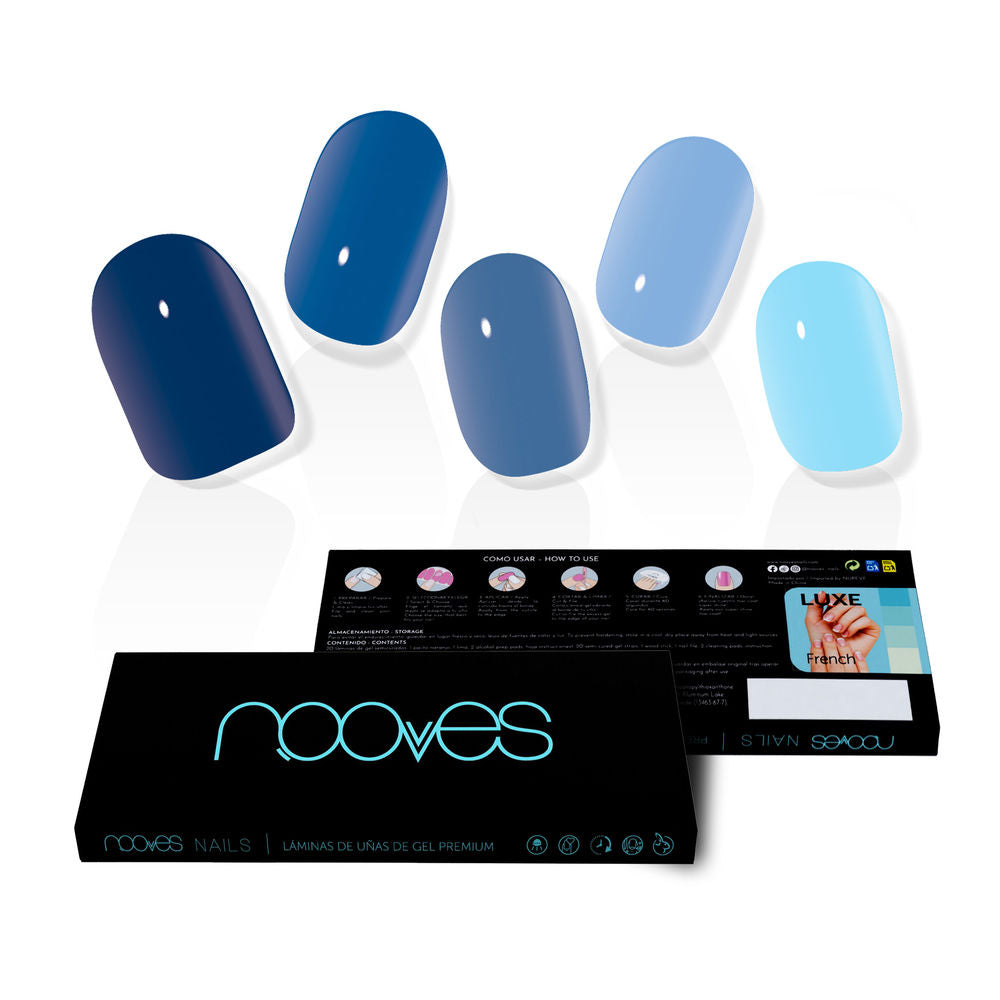 Box of 20 self-adhesive pre-cured gel nail sheets with file and cuticle stick