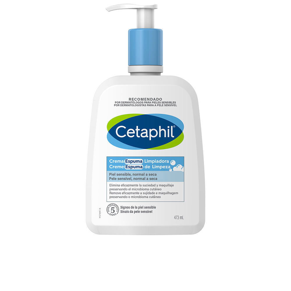 473 ml cream-to-foam facial cleanser bottle, hydrating formula, Unisex