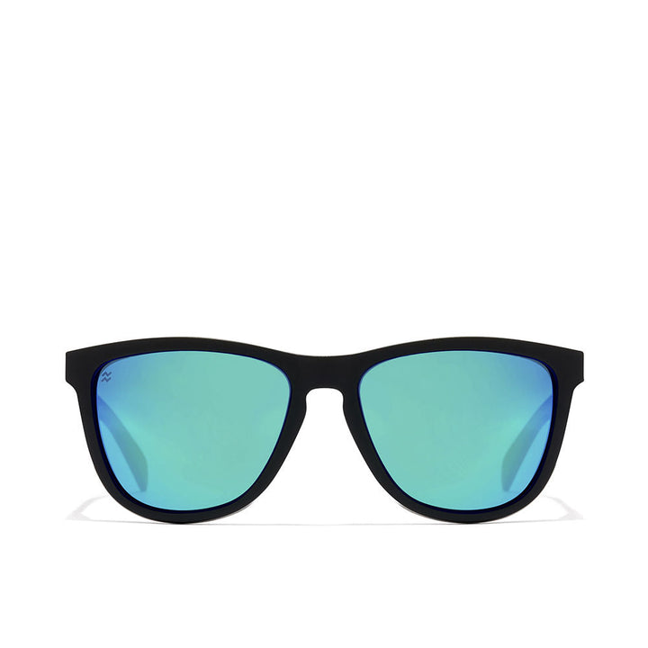 Matte black rectangular nylon sunglasses, polarised lenses, Unisex