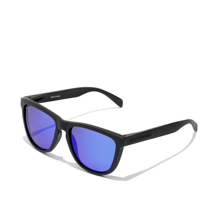 Matte black rectangular nylon sunglasses with polarised lenses, Unisex, 140 mm diameter