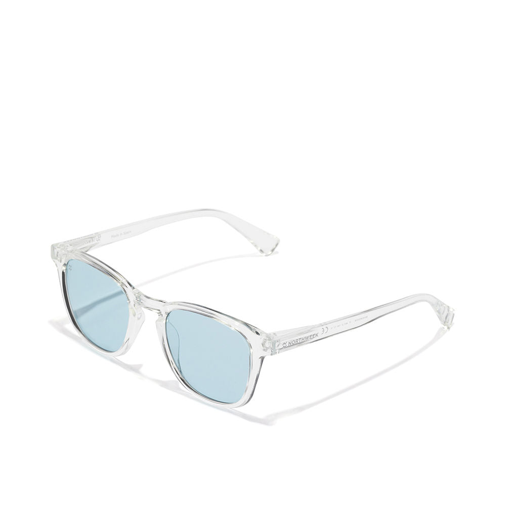 Northweek Clear plastic rectangular sunglasses with light blue square lenses, modern minimalist silhouette