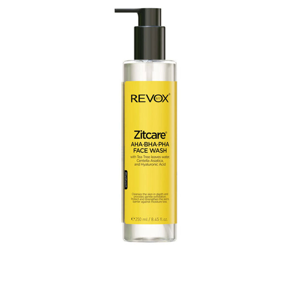 White foaming cleanser bottle with pump, 250 ml, exfoliating acid complex