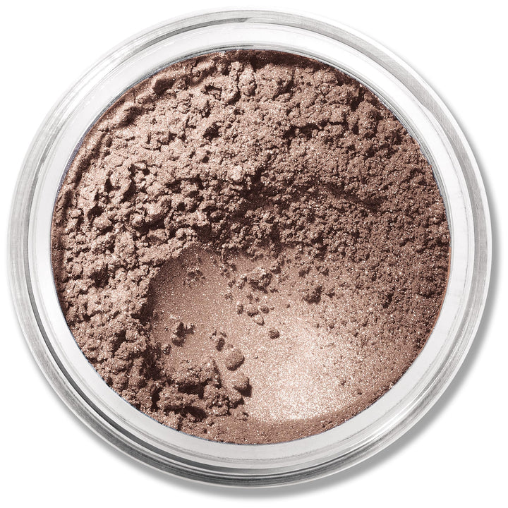 Single jar of Celestine loose mineral eye shadow, pale shimmering blue powder
