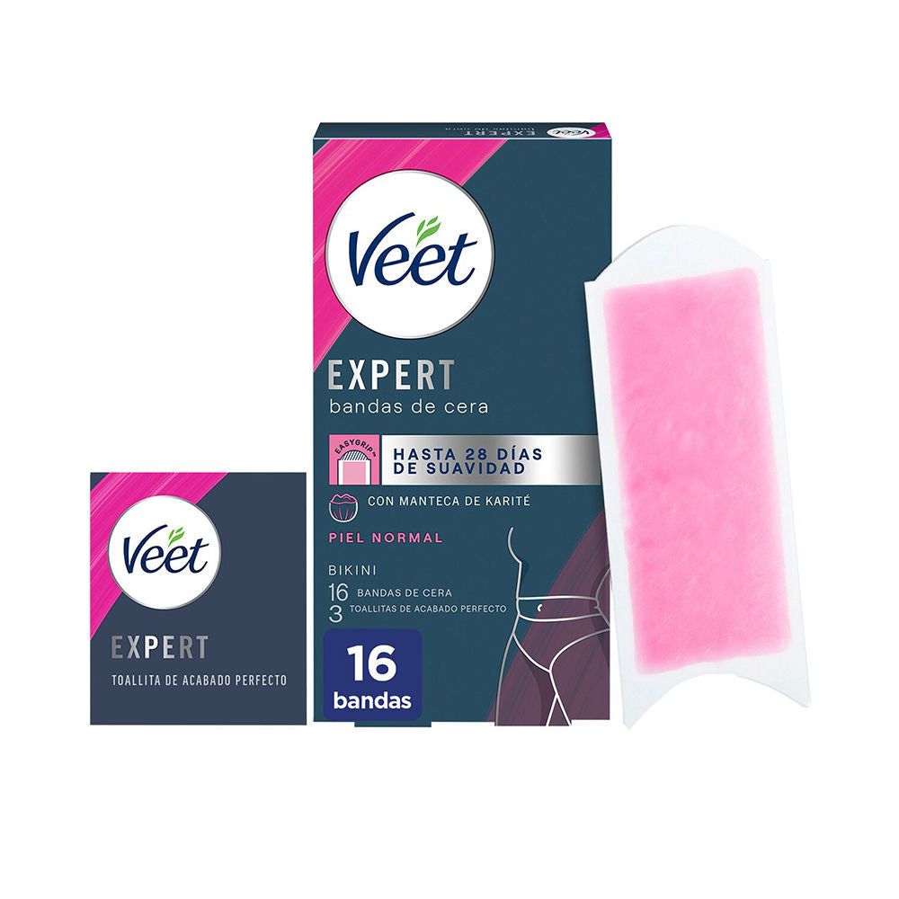 Pack of 16 shea-enriched bikini wax strips with EasyGrip tabs for Women