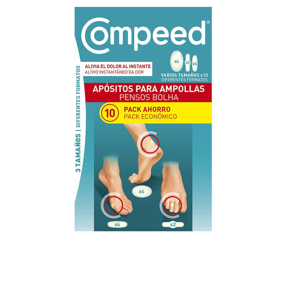 Pack of assorted hydrocolloid blister plasters, 10 pieces, waterproof transparent edges