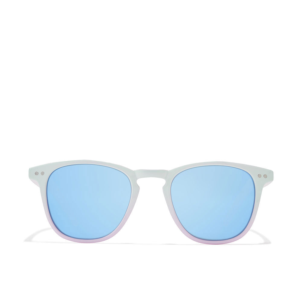 Square pale mint-to-pink gradient sunglasses, polycarbonate frame, Unisex