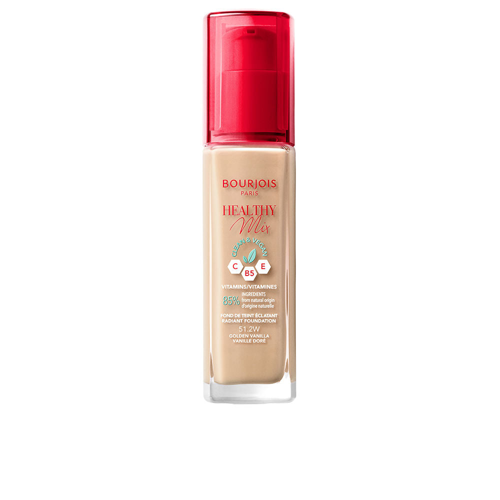 30 ml pump bottle of golden vanilla liquid foundation, lightweight radiant finish
