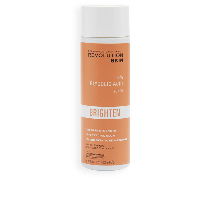 Clear 200 ml bottle of 2.5% glycolic acid tonic with botanical extracts