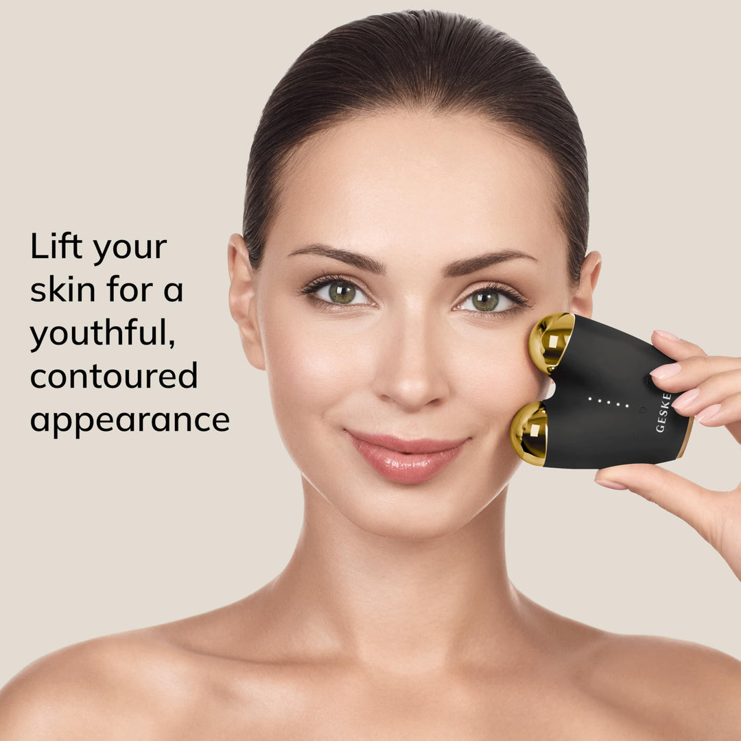 Black 6‑in‑1 microcurrent face‑lift pen with contour spheres and SmartApp guidance