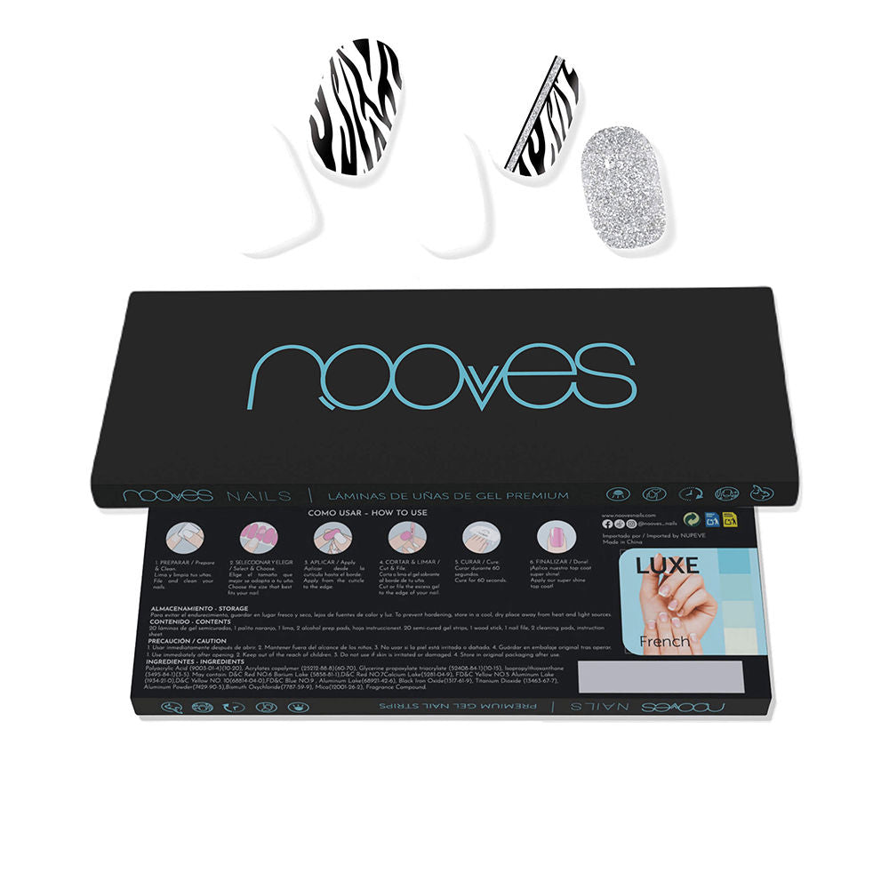 Pack of 20 self-adhesive pre-cured gel nail strips in Funky Baby pattern