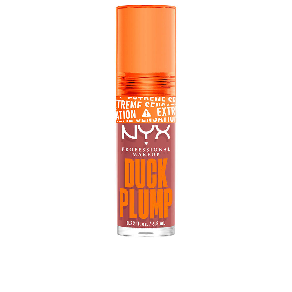 Sheer nude high‑shine plumping lip gloss tube, 6.8 ml, warm ginger tint