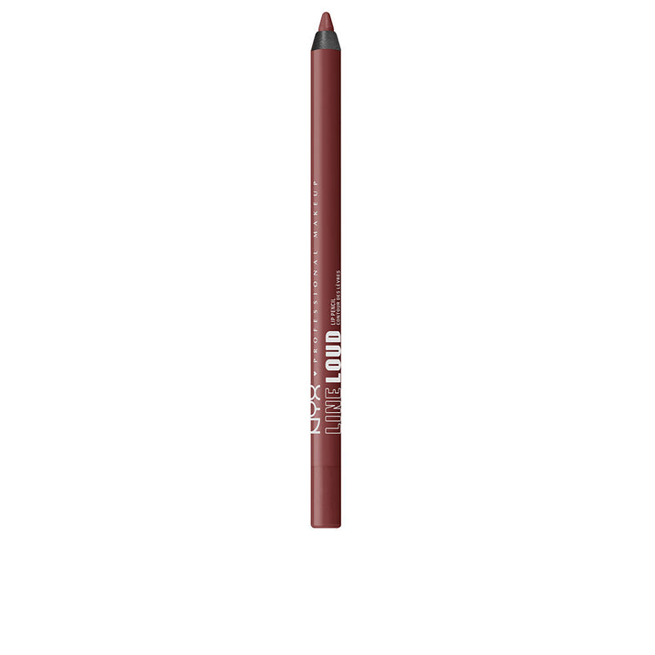 Slim tube of brown satin-matte liquid lipstick with applicator visible