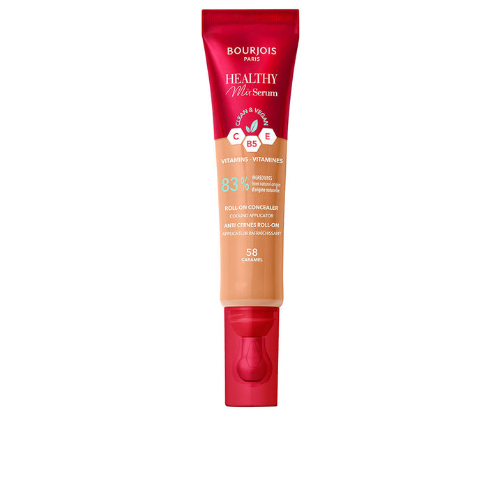 Compact roll‑on concealer tube, 11 ml, shade 58 Caramel, serum texture