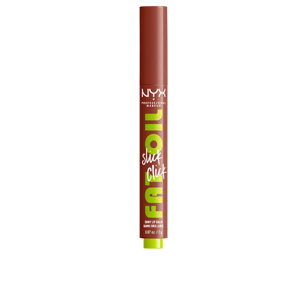 Slim glossy lip balm stick in sheer rosy-brown shade, click-up tube, 2 g