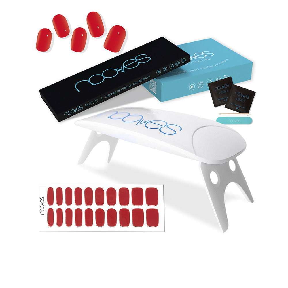 Nooves portable gel nail sheet set with compact UV/LED lamp and sample gel sheets