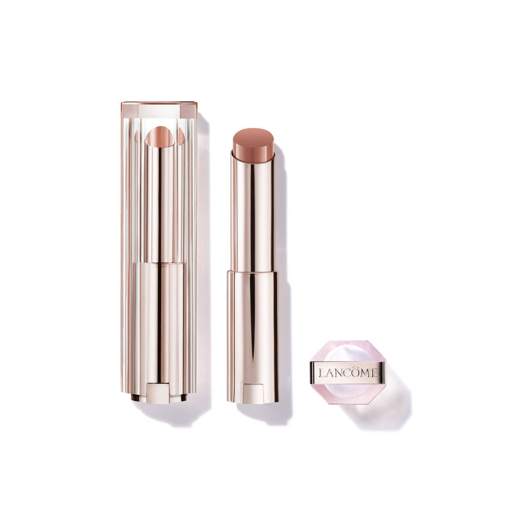 Slim gloss-style lip balm tube; sheer brown shade, glossy finish, 1 unit