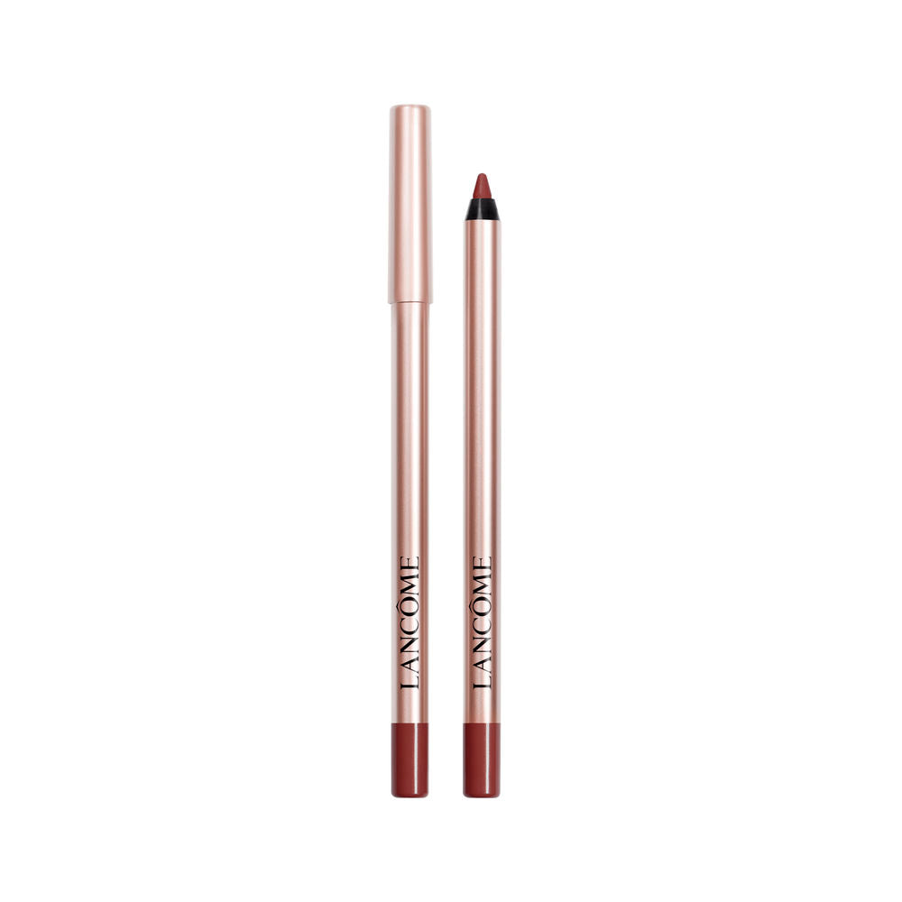 Slim matte waterproof lip liner pencil, creamy brown shade, precise tip