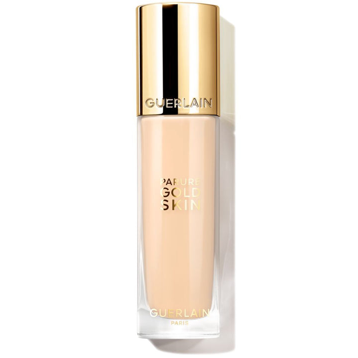Glass bottle of liquid foundation, beige shade, 35 ml, pump dispenser