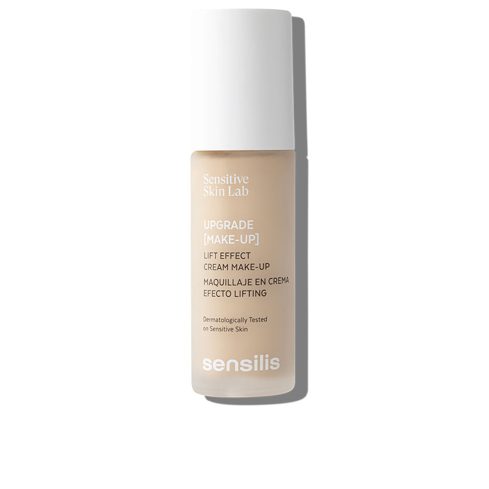 Bottle of Sensilis Upgrade Make Up foundation with creamy texture, radiant finish
