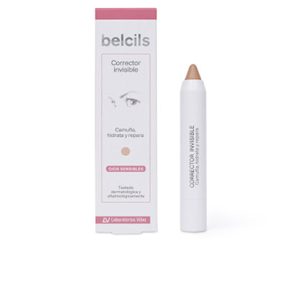 Cream-colored Belcils concealer stick with smooth, matte finish for under-eye coverage