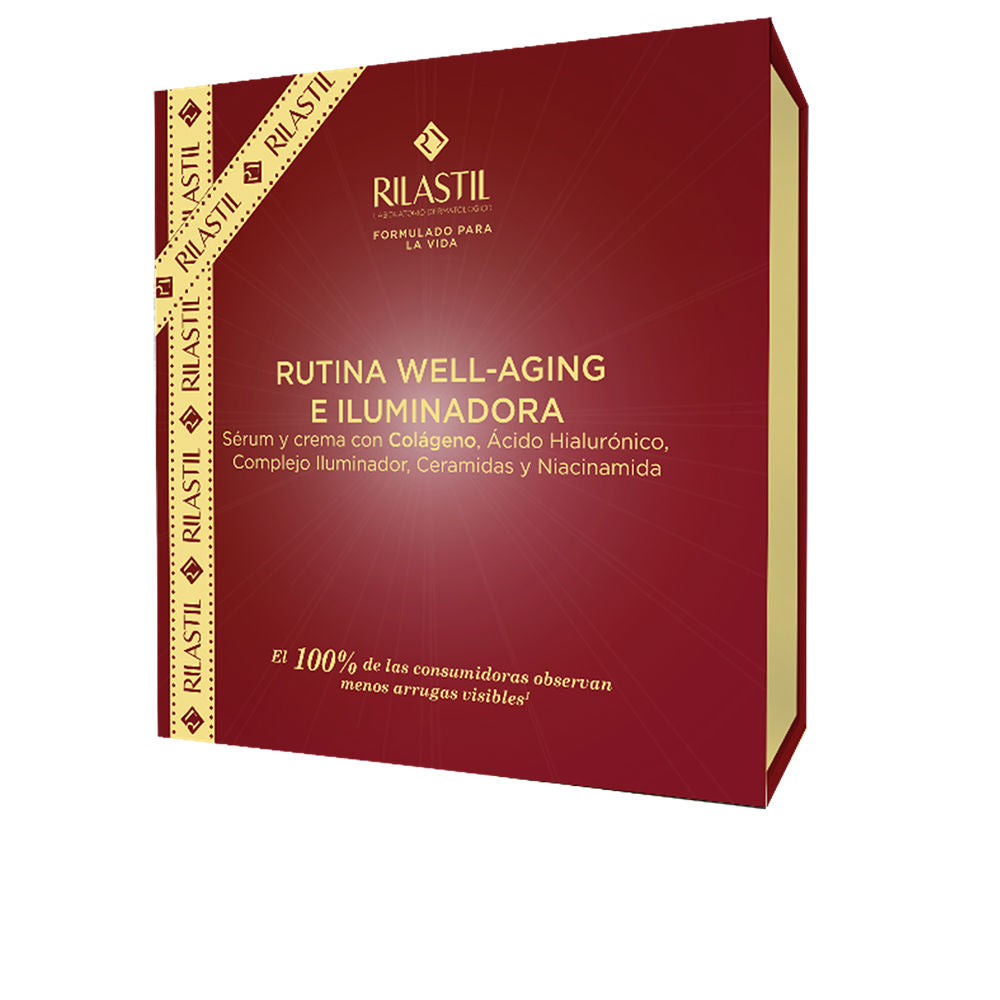 Two-piece skincare set: serum bottle and moisturising cream for Women, hyaluronic and peptide formula