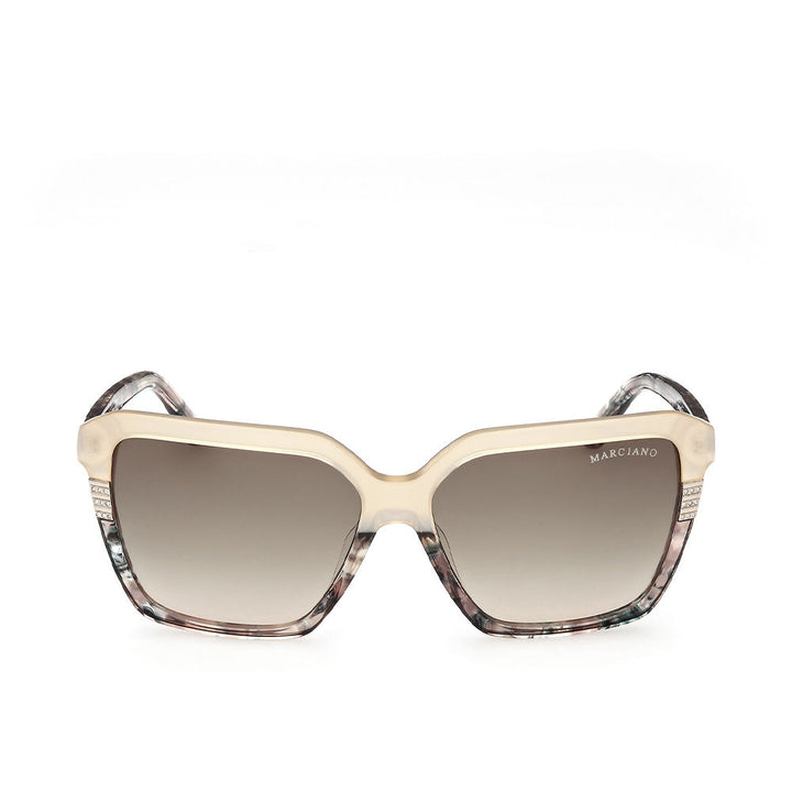 Habana acetate square sunglasses for Women, 58 mm lenses, 140 mm temples
