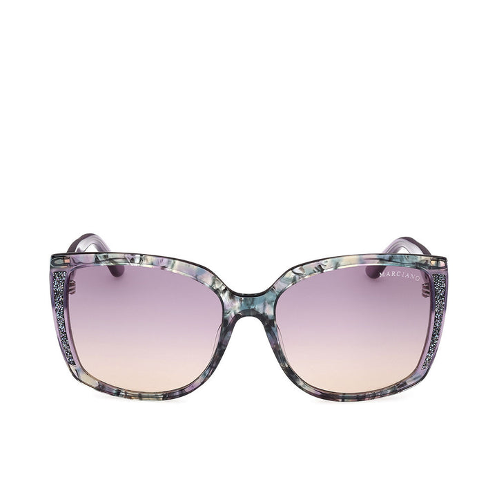 Square purple-havana acetate sunglasses, 59 mm lenses, 18 mm bridge, 140 mm temples