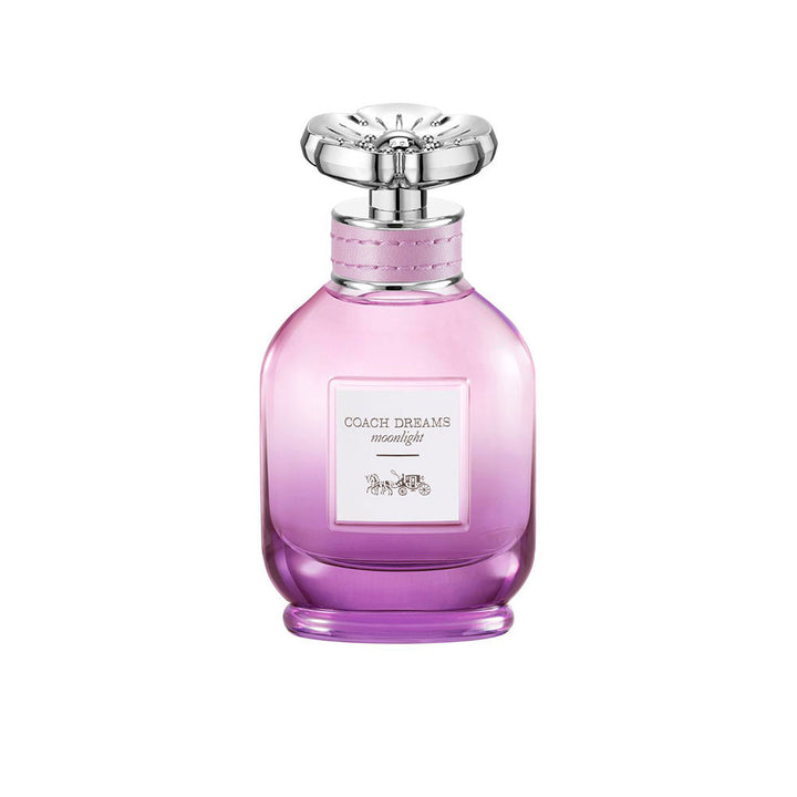 Purple-gradient apothecary glass bottle, silver Tea Rose cap, leather-ring base, 40 ml