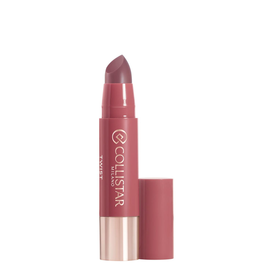 Twist-up balmy gloss stick in muted mauve, recyclable tube, 2.8 g