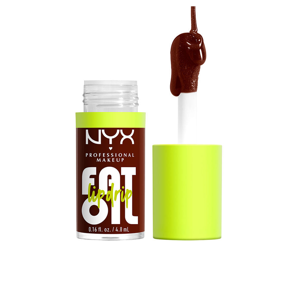 Small tube of brown-tinted high-shine lip oil, 4.8 ml, Unisex