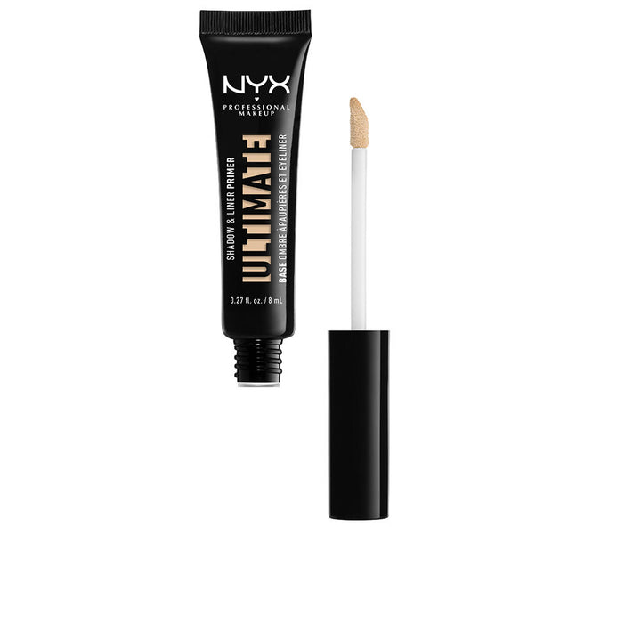 8 ml tube of creamy eye primer with arrow applicator, medium shade, vegan