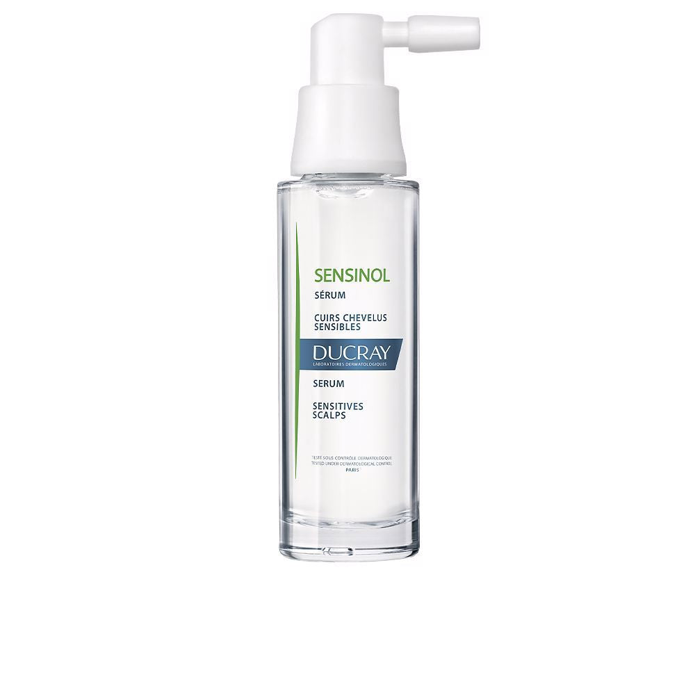 30 ml leave‑in calming scalp serum in clear bottle, spray applicator, Unisex