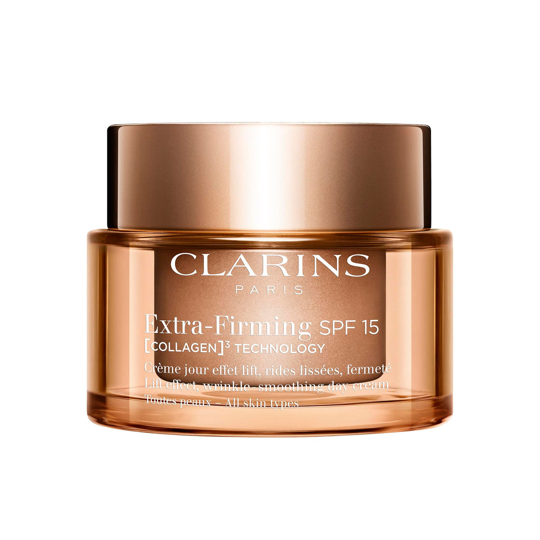 Jar of Clarins refillable firming day cream with elegant label and soft texture