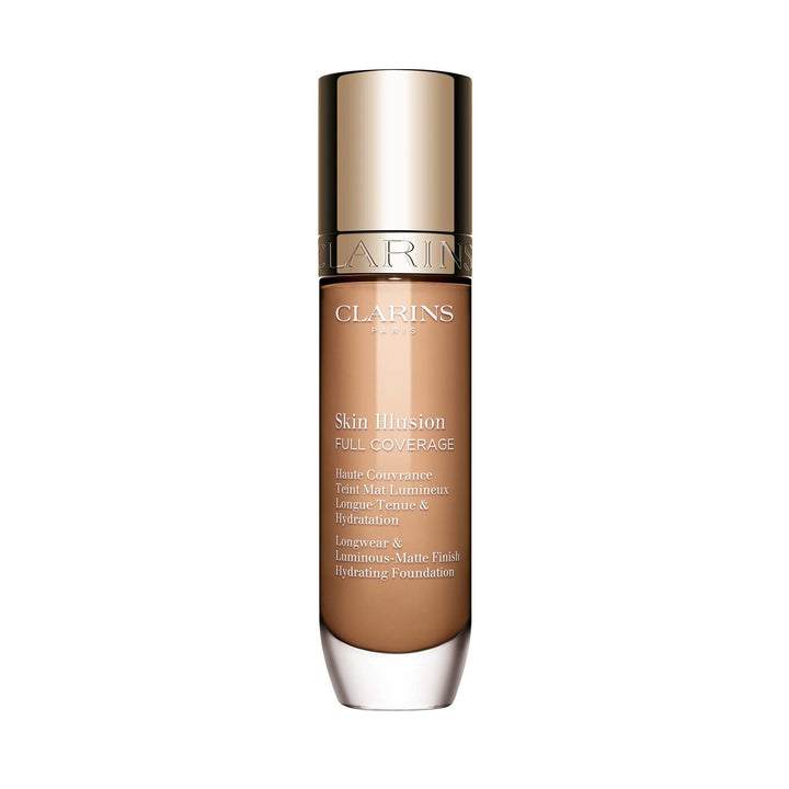 30 ml pump foundation bottle, full-coverage, lightweight satin finish