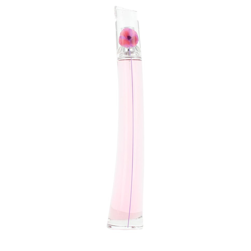100 ml glass bottle with pink-violet poppy motif, floral fruity perfume