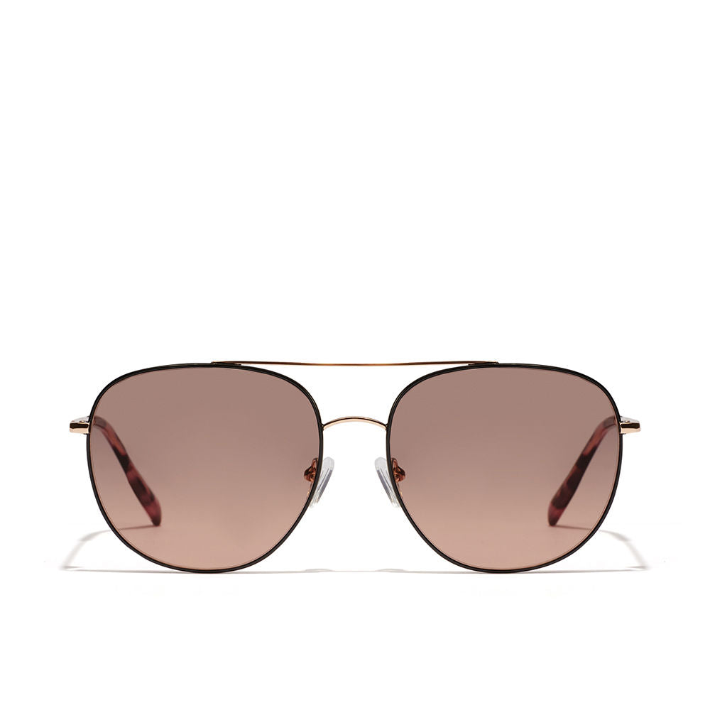 Unisex metal aviator sunglasses in black with burgundy temples, 55 mm lenses