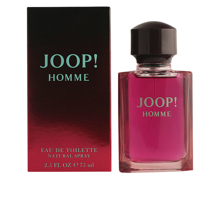 Minimalist rectangular eau de toilette bottle with deep rose liquid, 75 ml spray