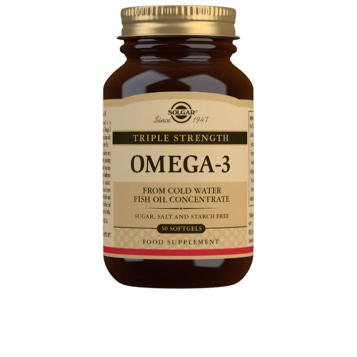 Bottle of 50 softgel concentrated cold‑water fish oil capsules, antioxidant‑stabilised