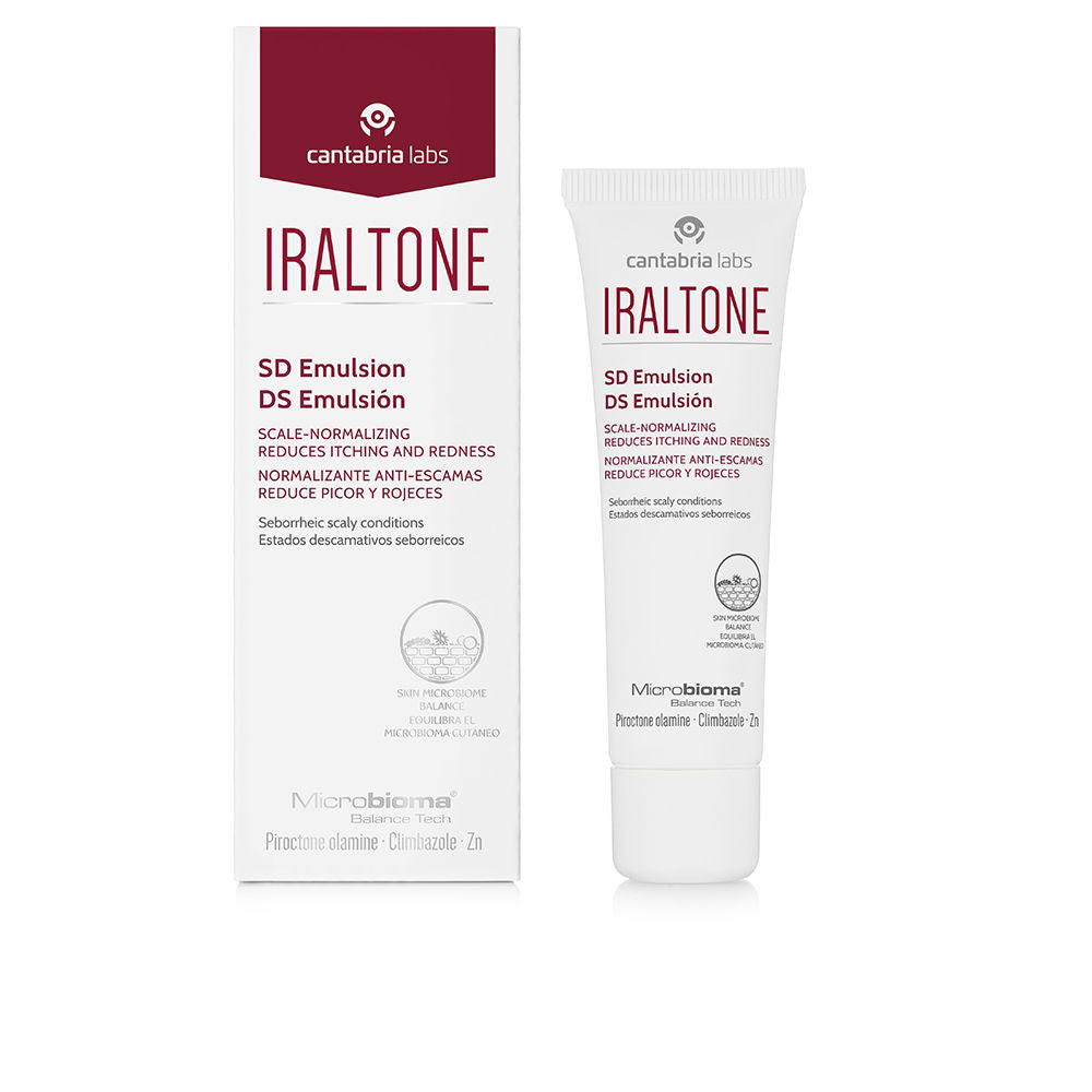 Iraltone White and burgundy emulsion tube with printed logo, boxed in minimalist plastic and cardboard packaging