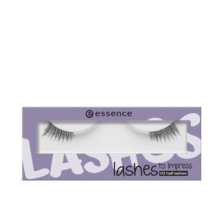 Pre-cut half-cluster false lashes with included adhesive, natural fanned finish