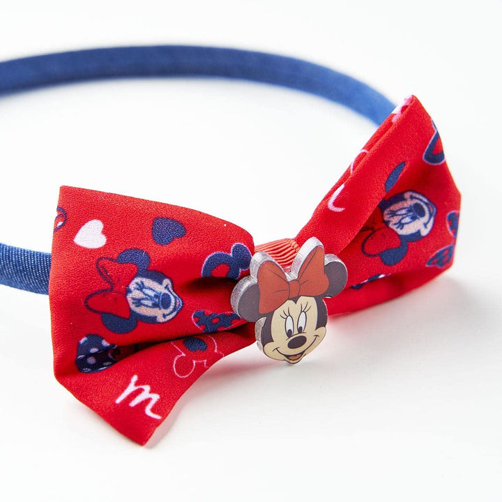 Inca Soft fabric baby headband in blue and red with patterned bow, thin band, playful casual design