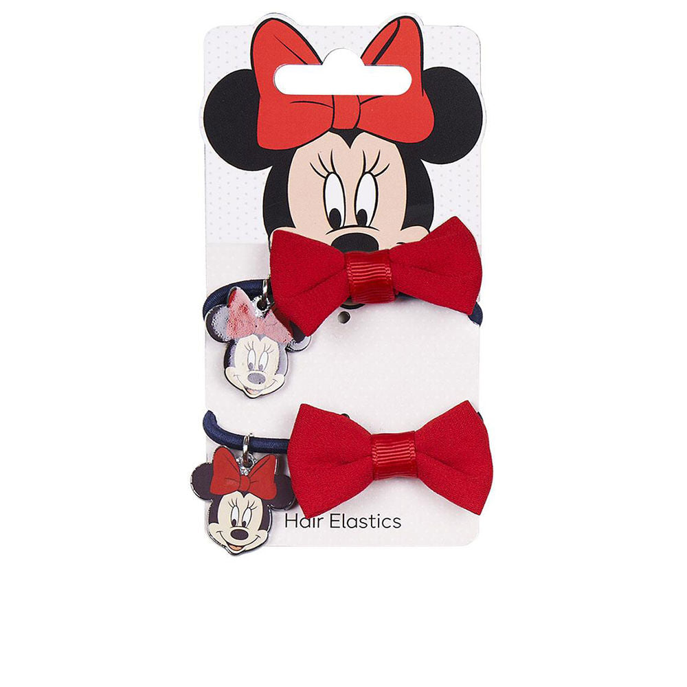 Two small polyester hair elastics with Disney bow and Frozen charm, pack of two