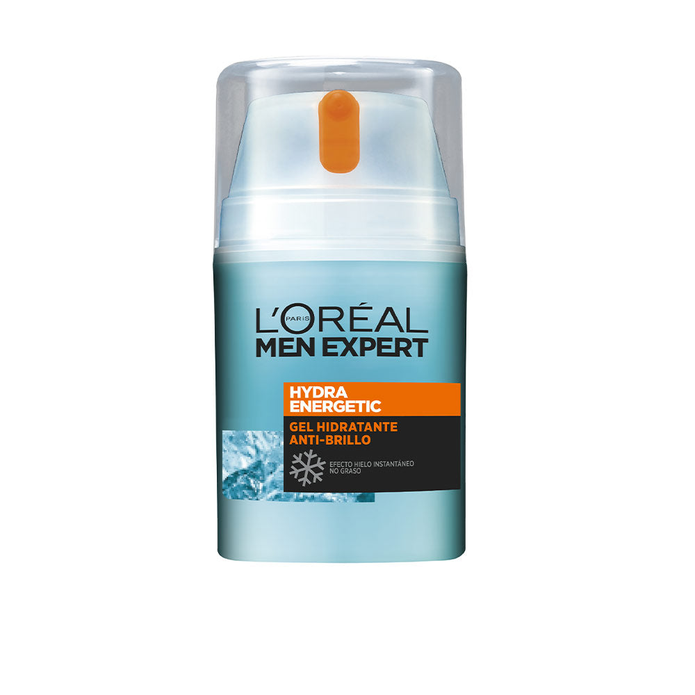 Light blue gel moisturizer in plastic pump bottle with transparent cap, modern clean design, L&