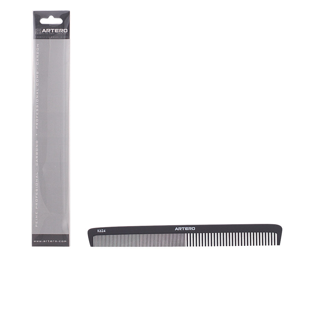 Matte black carbon comb, 219 mm, rounded teeth, anti‑static finish