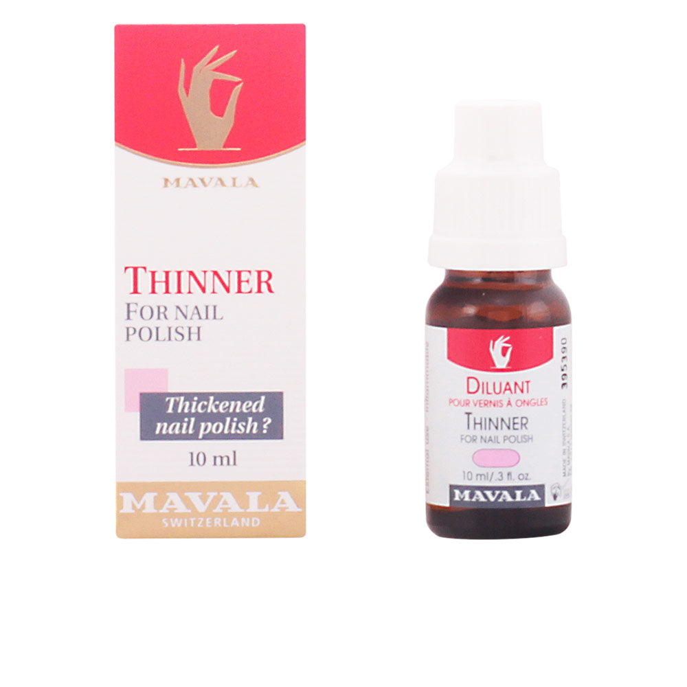 Small bottle of Mavala nail polish thinner with clear labeling