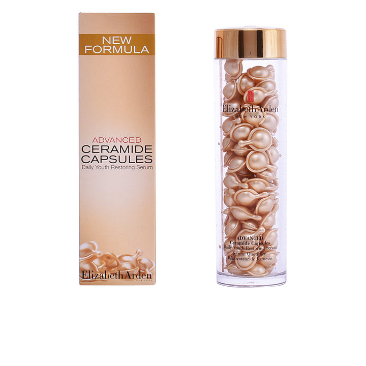 Box of single-dose serum capsules for women; gold-tinted soft capsules