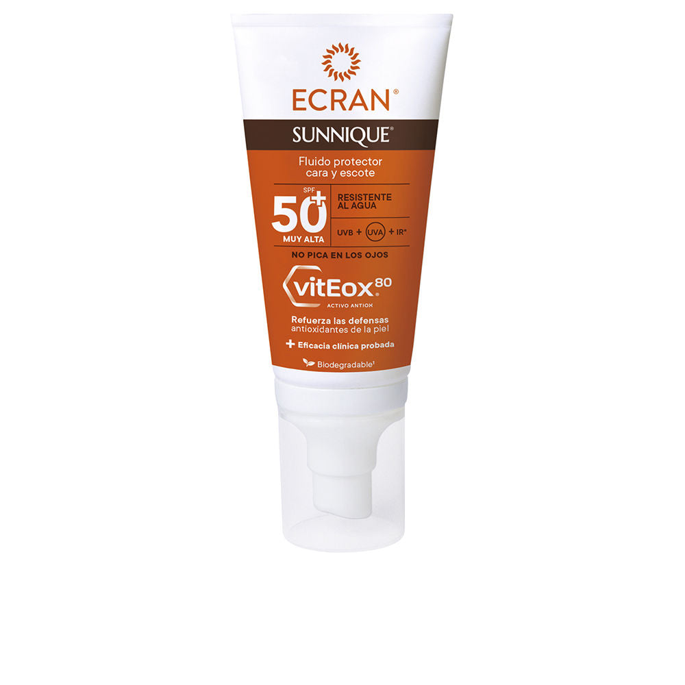 Ecran SUNNIQUE lightweight facial SPF50+ fluid in recyclable bottle