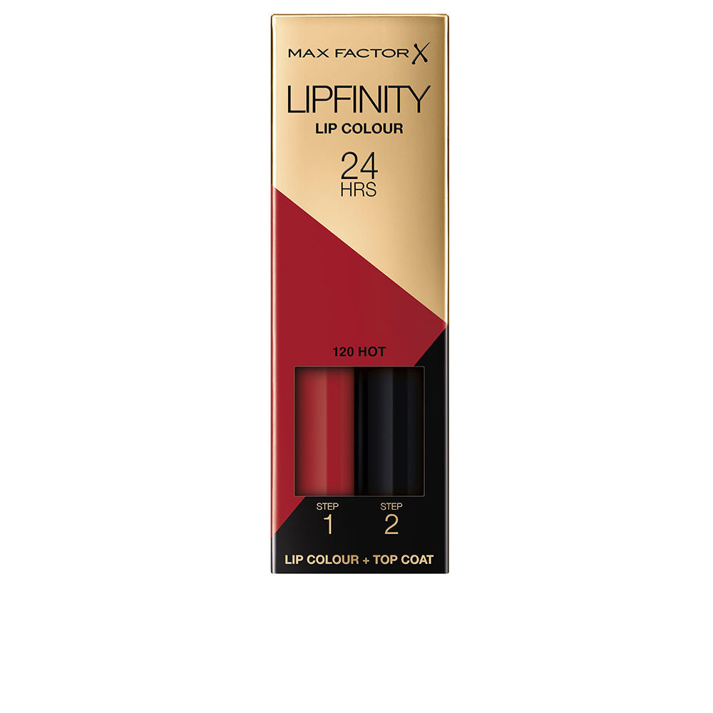 Slim 2 ml cream lip colour tube in warm pink shade labelled 120‑hot