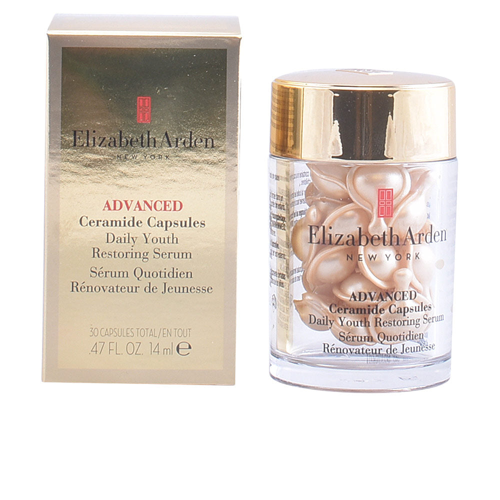 Glass jar of single‑use serum capsules; golden oil‑filled capsules for Women